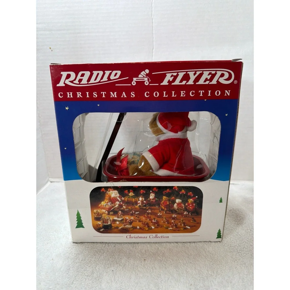 NIB Radio Flyer Tabletop Ornament  Red 1999 Classic Wagon Teddy Bear